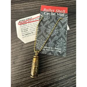 NWT Artisan Made Gold Bullet Shell Cache Vial Necklace